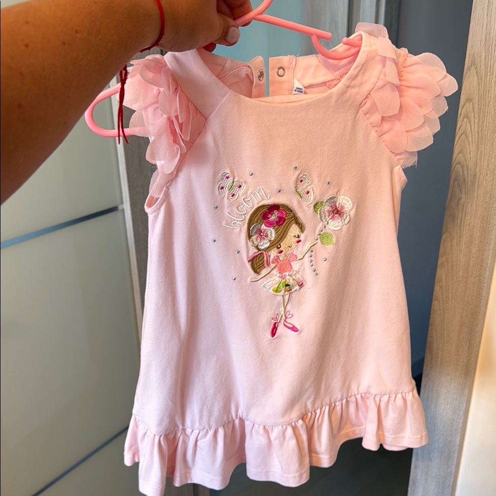 Mayoral Light Pink Ruffled Dress with Embroidery